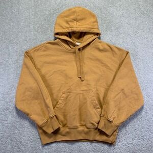 H&M Blank Staple Hoodie XS Yellow Orange Sweatshirt Pullover Heavy Oversized